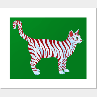 Peppermint Candy Red Striped Cat Posters and Art